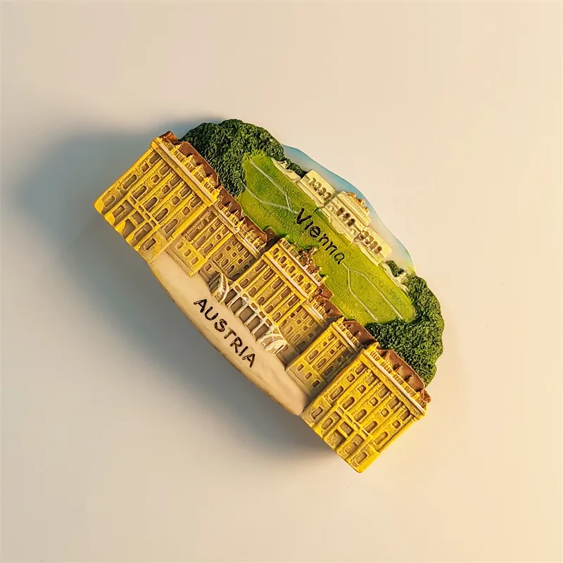 Austria Vienna Schönbrunn Palace Tourist Souvenir Three-Dimensional Painting Decorative Magnetic Fridge Magnet Resin Material