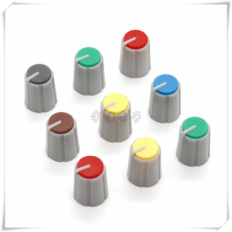 10PCS Half Shaft 2 Color Plastic Knob Potentiometer Cap Inverter Speed Control Knob Cap 270 Degrees Indicating D Axis Switch Cap