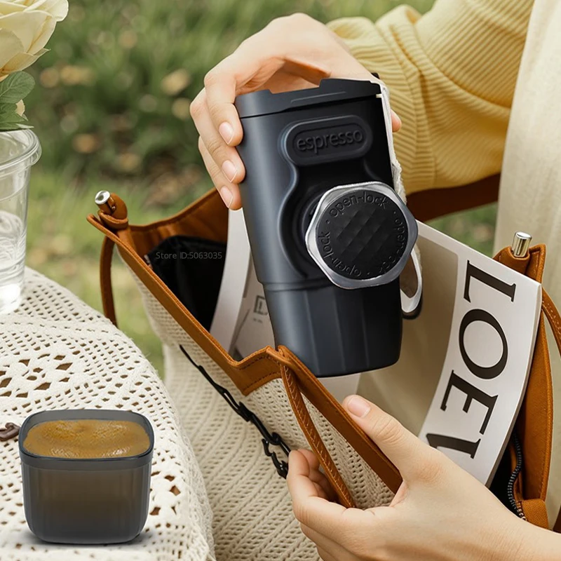 Macchina da caffè portatile Macchina per caffè espresso da viaggio all'aperto 2 in 1 Mini macchina per caffè a capsule a pressione manuale