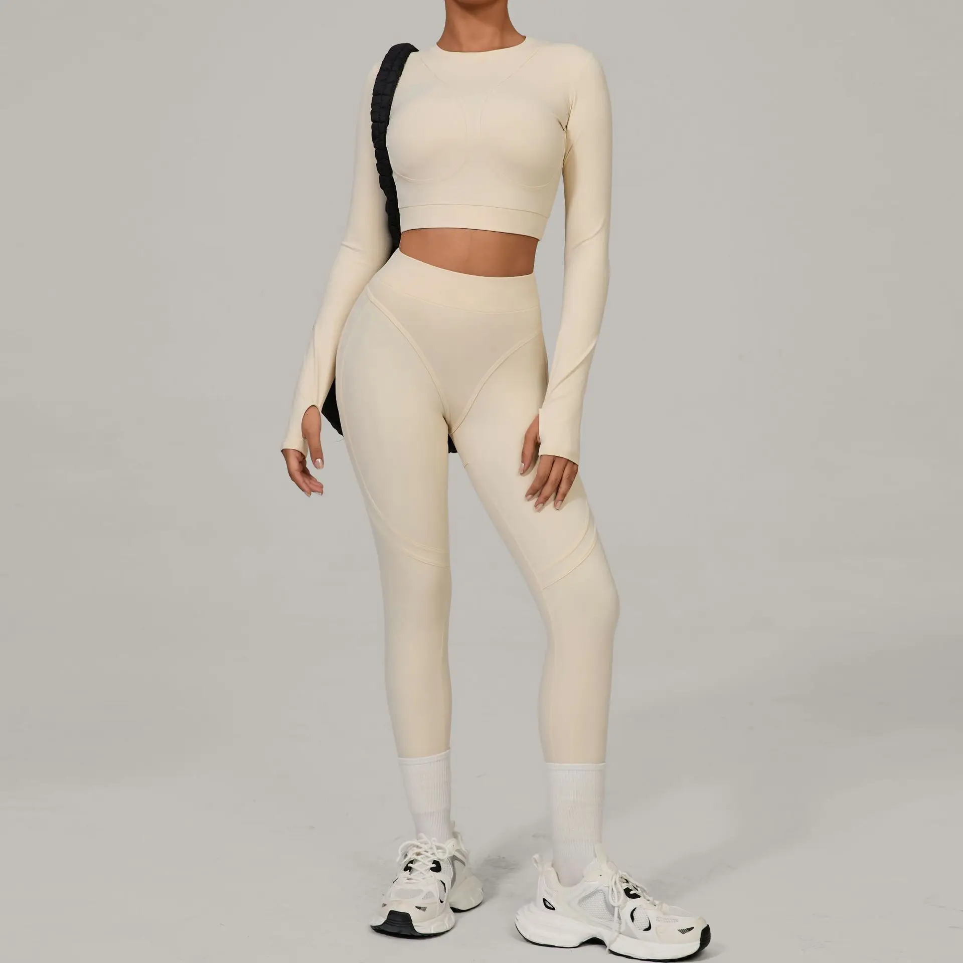 

Skinny Grinding Yoga Sets Sports Fitness High Waist Peach Hip Quick Drying Outdoor Running Winter Workout Gym Sports Kit Womwn