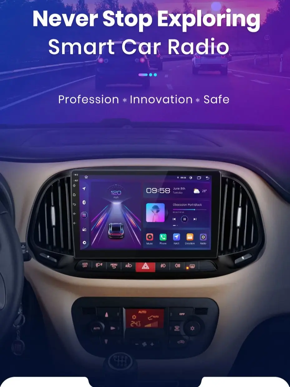 Junsun do Fiat Doblo 2015-2019 9 Cali 4GB 64GB Android 13 Car Stereo GPS Nawigacja Carplay Radio Samochodowe DSP Bluetooth FM Obsługa Sterowania Kierownicą Wejście USB AUX Gotowy do Kamery Cofania — 2