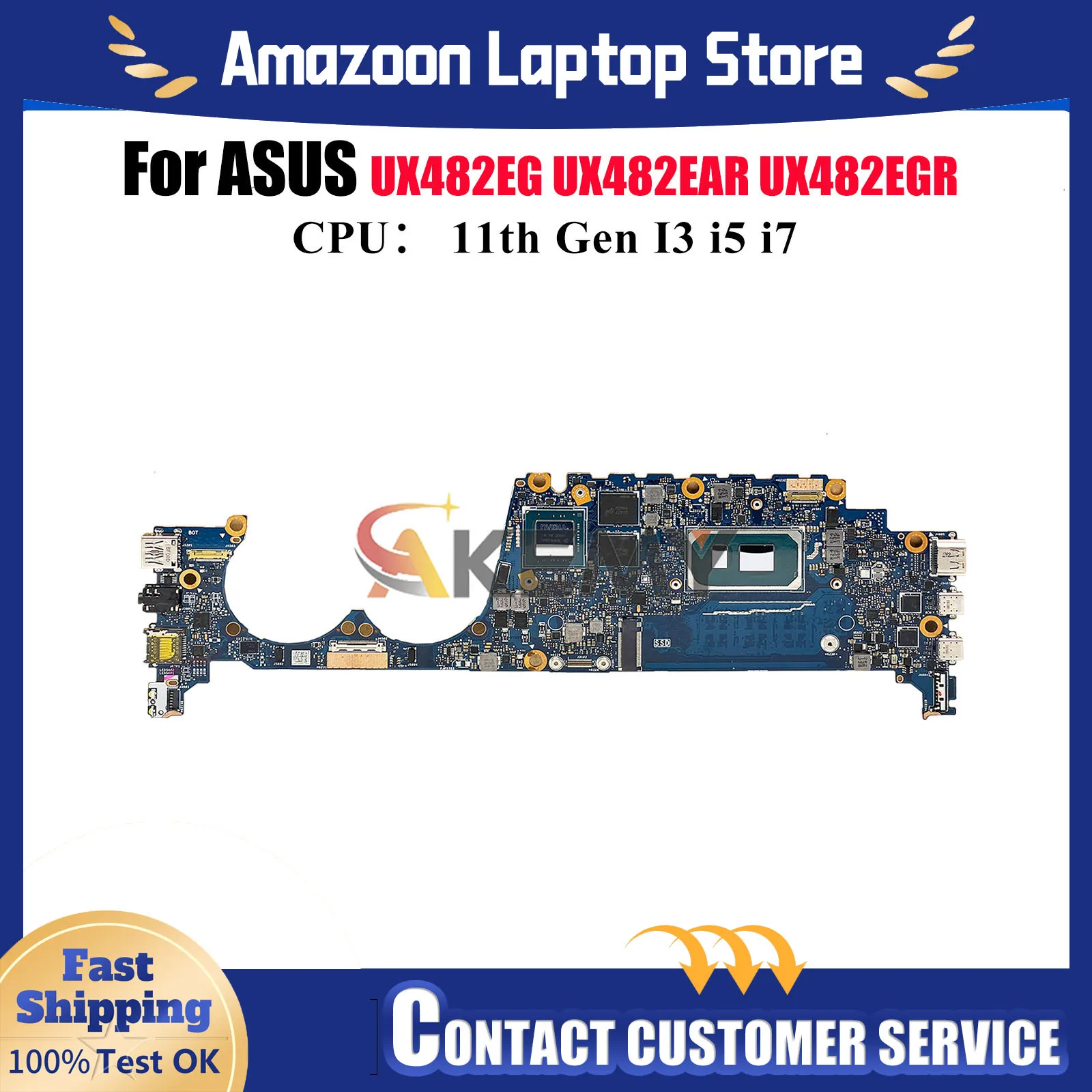 

UX482EG Материнская плата для ноутбука ASUS ZenBook UX4100E UX482EG BE482E UX482EGR UX482E UX482EAR BX482E Материнская плата 11-го поколения I3 i5 i7 U