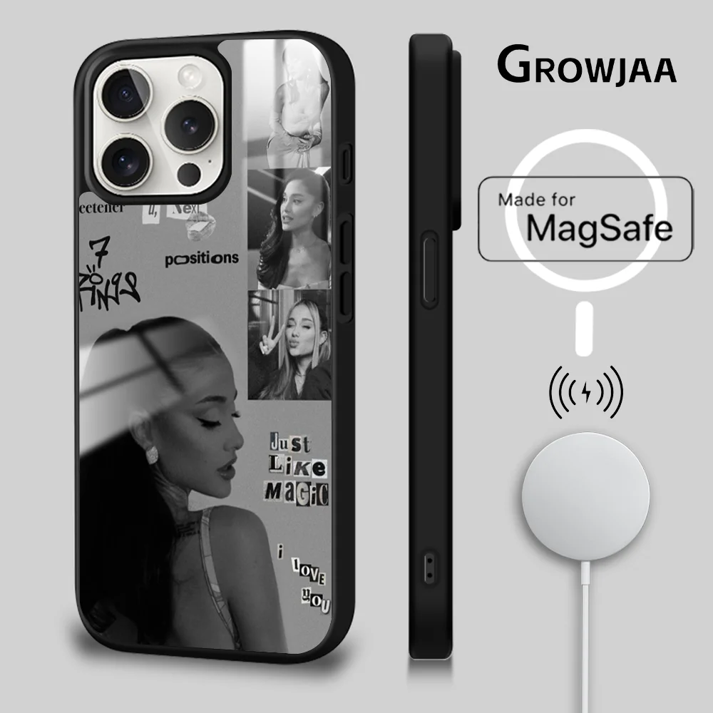 A-Ariana Grande Phone Case For iPhone 15 14 13 12 11 Pro Max Plus Mini Mirror Magnetic Cover Wireless Charging Phone Case