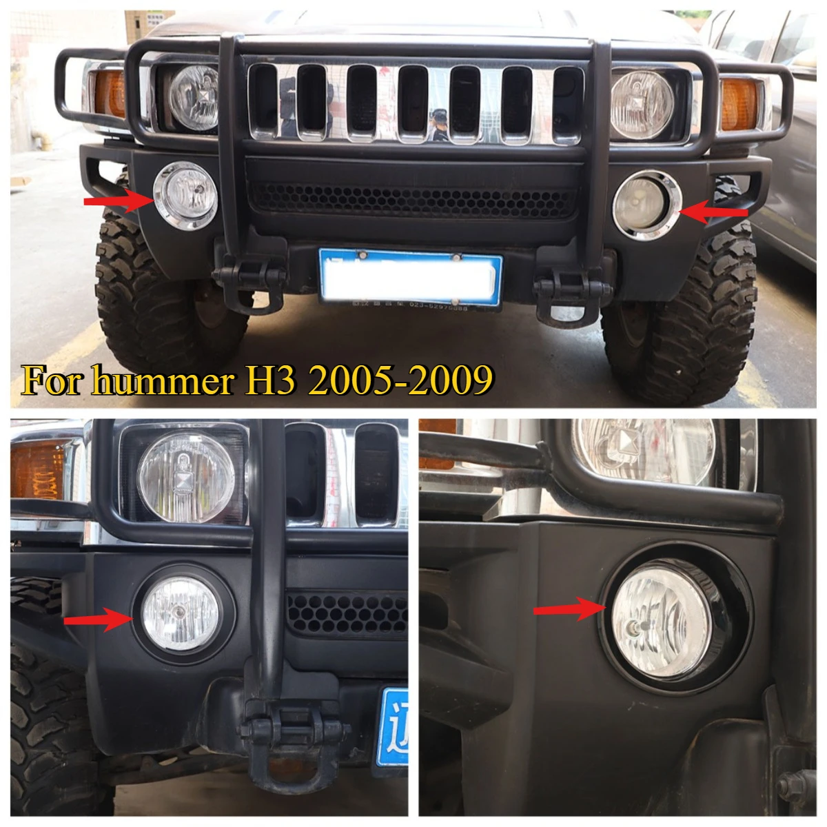

For Hummer H3 2005-2009 ABS front fog lamp decoration ring Front fog lamp decoration Protect ring Modified upgrade accessories