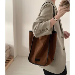 Borsa a secchiello in vera pelle scamosciata Vintage autunno inverno pendolare borsa a tracolla singola di grande capacità Fashion Lucury Casual Pouch