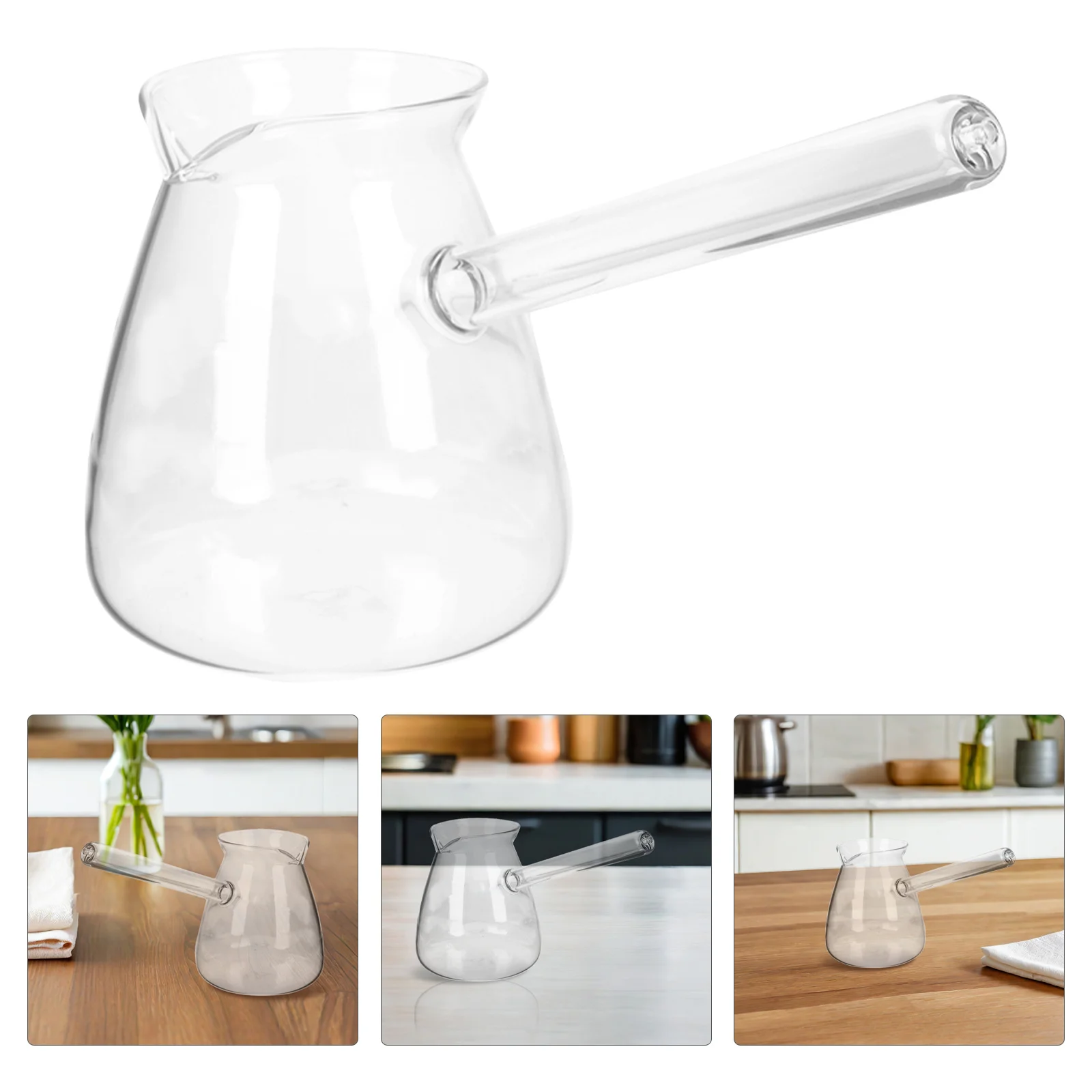 

2Pcs Coffee Pot Glass Tea Heater Transparent Water Pot Side Handle Teapot for Electric Ceramic Heaters Home Use