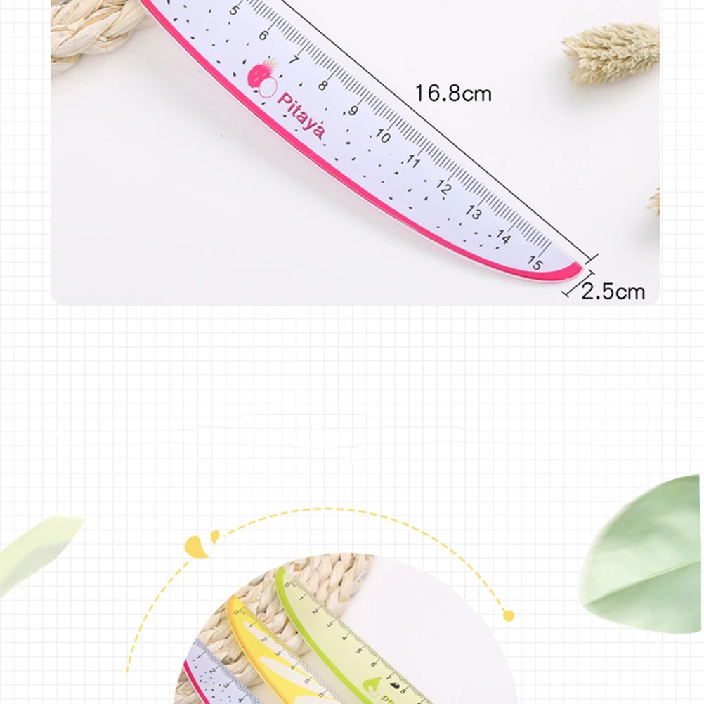 6pcs 15cm Plastic Fruit Pattern Creative Rulers School Students Stationery Measuring Rulers (Random Style)