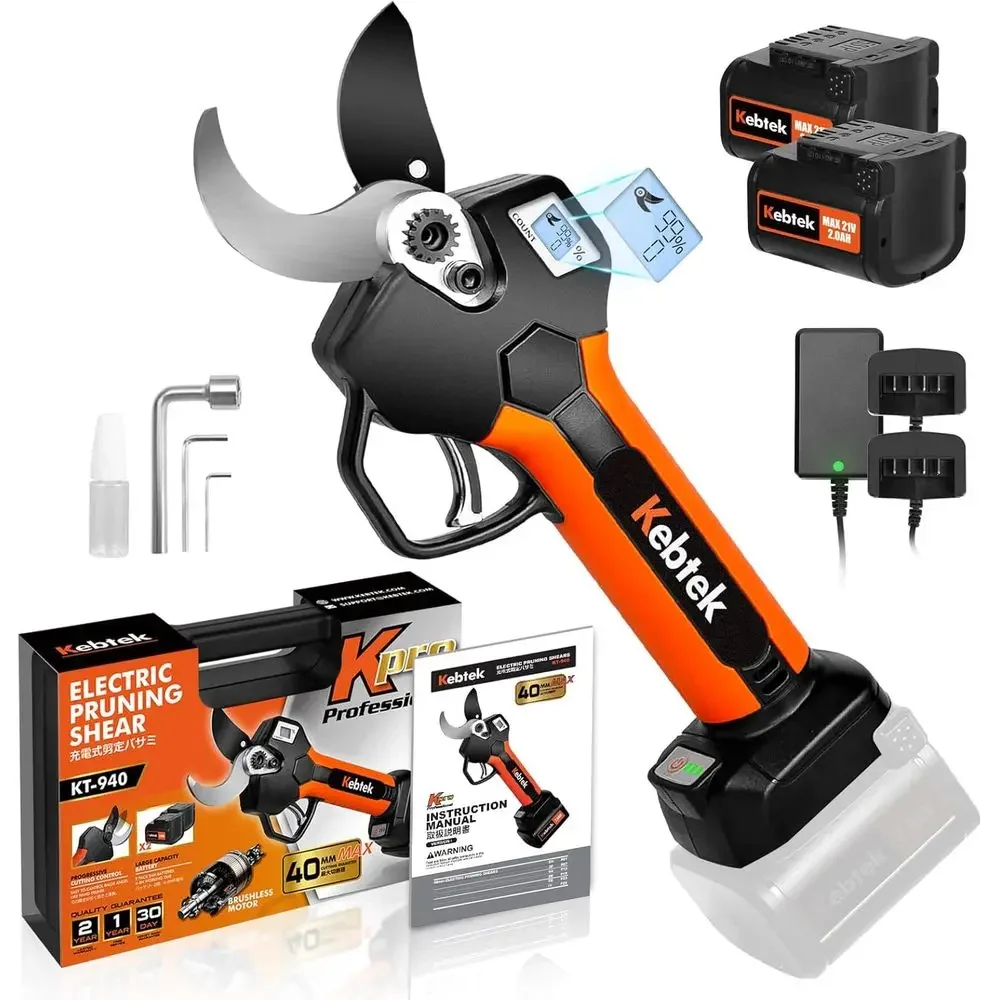 

Беспроводные электрические секаторы 40 мм, профессиональные секаторы с батарейным питанием, бесщеточный двигатель 18 В, 2 упаковки, 2 Ач, перезаряжаемые B