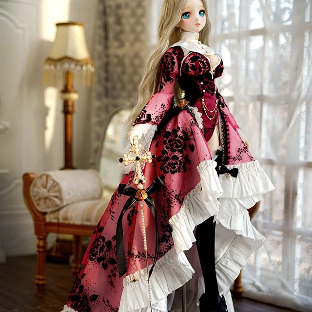 Gorgeous BJD Doll clothes 1/4 1/3 Red Rose Gothic Dress DDDY Nun skirt MDD  MSD Coronation Queen Dress Doll accessories - AliExpress