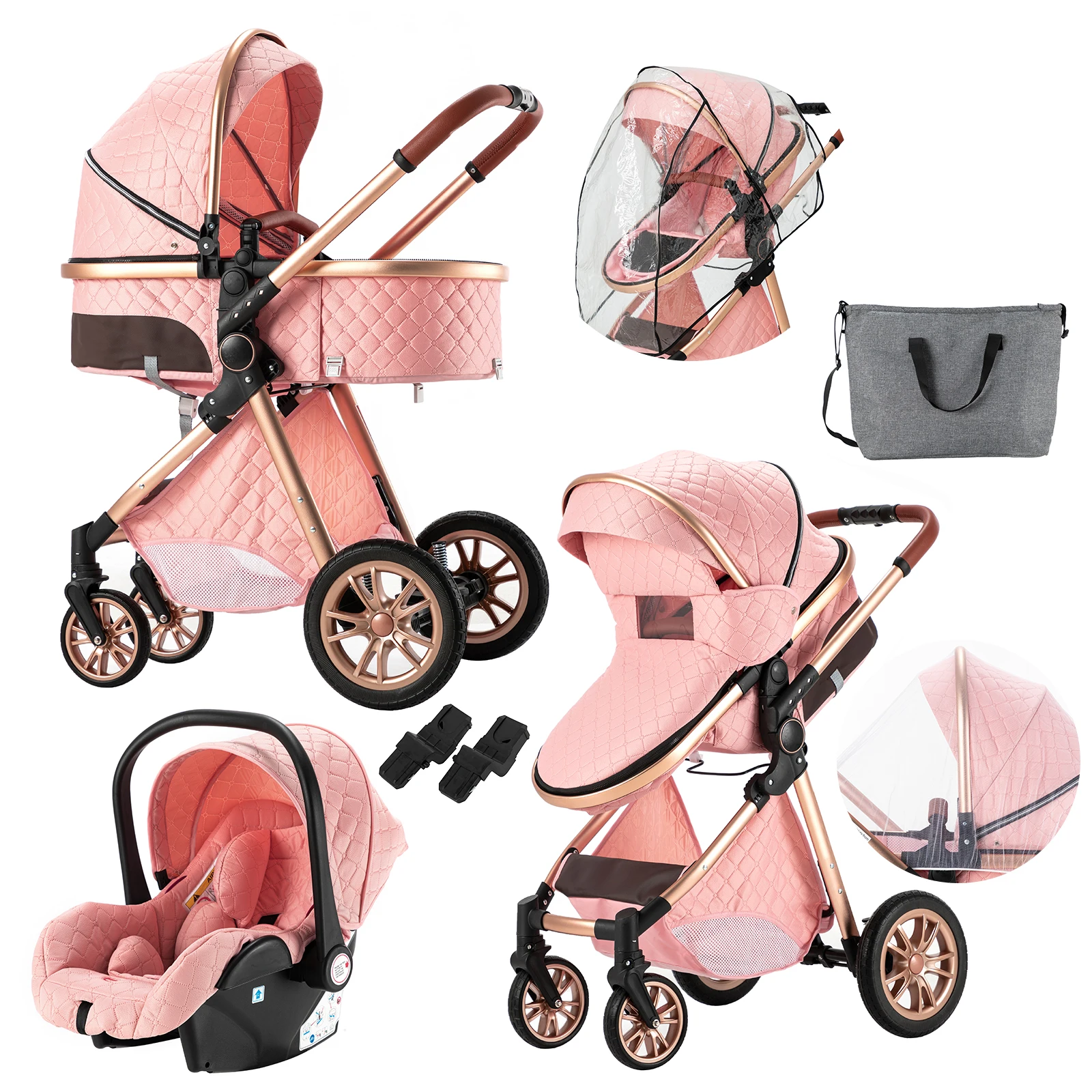 

Pushchair & Pram from Birth All-Terrain Wheels Baby Stroller 3-in-1 Travel System Lightweight Baby Stroller Travel System