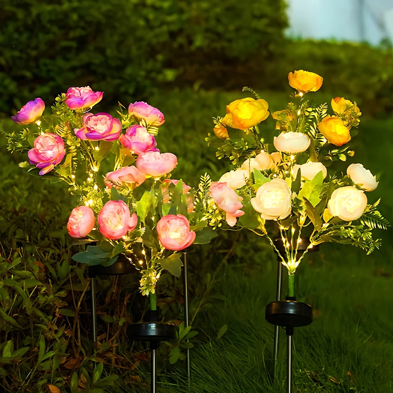 

Solar Lawn Lamp Decoration Flower Lantern For Outdoor Yard Patio Garden Camellia Buds Flowers Light Holiday Party Solar Lightin