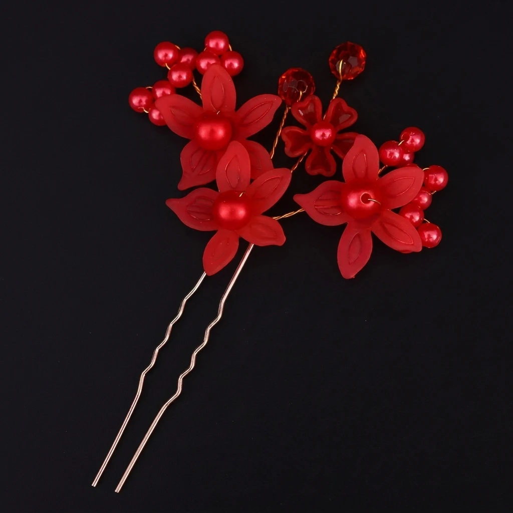 Fotografia 5: Grampos de Cabelo Simples para Casamento, Feitos à Mão, com Pérolas e Strass, Decoração Floral, Acessórios de Cabelo em Liga Metálica em Formato de U para Mulheres e Meninas