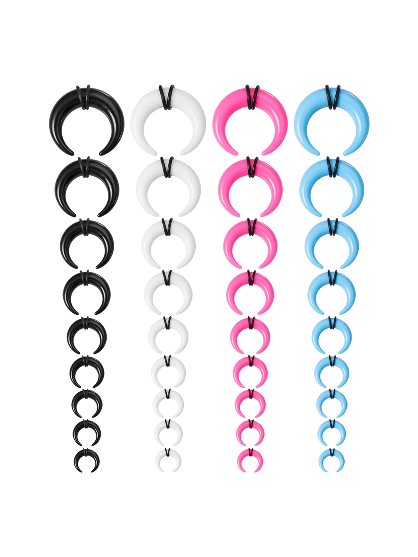 1 Paar große Büffelhorn Septum Ring Piercing weiß Auqa Acryl Ohr Kegel Keil Expander Punk Körperschmuck – Detail 4