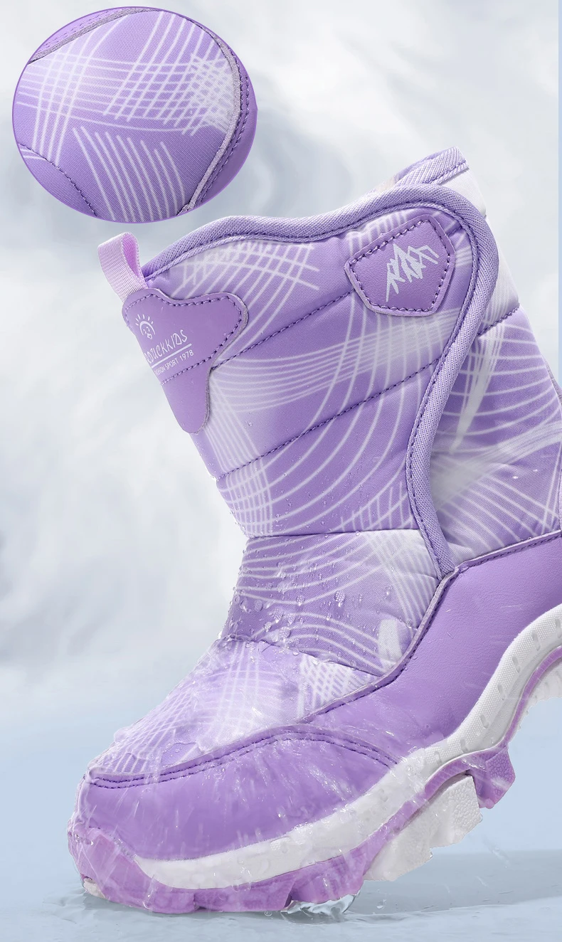 Winterstiefel für Kinder, aus weichem Plüsch, für den Außenbereich, kältebeständig, warm, hoher Schaft, für Jungen und Mädchen, rutschfest und abriebfest, Sneaker-Design. – Detail 5
