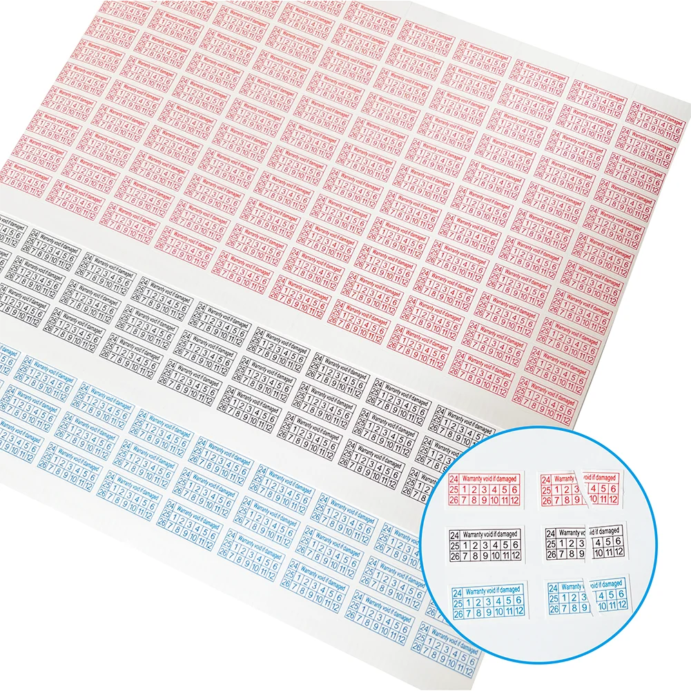 200pcs new 24/25/26 year Red Blue Black rectangular fragile label 16X8mm product seal warranty Tear invalid sticker