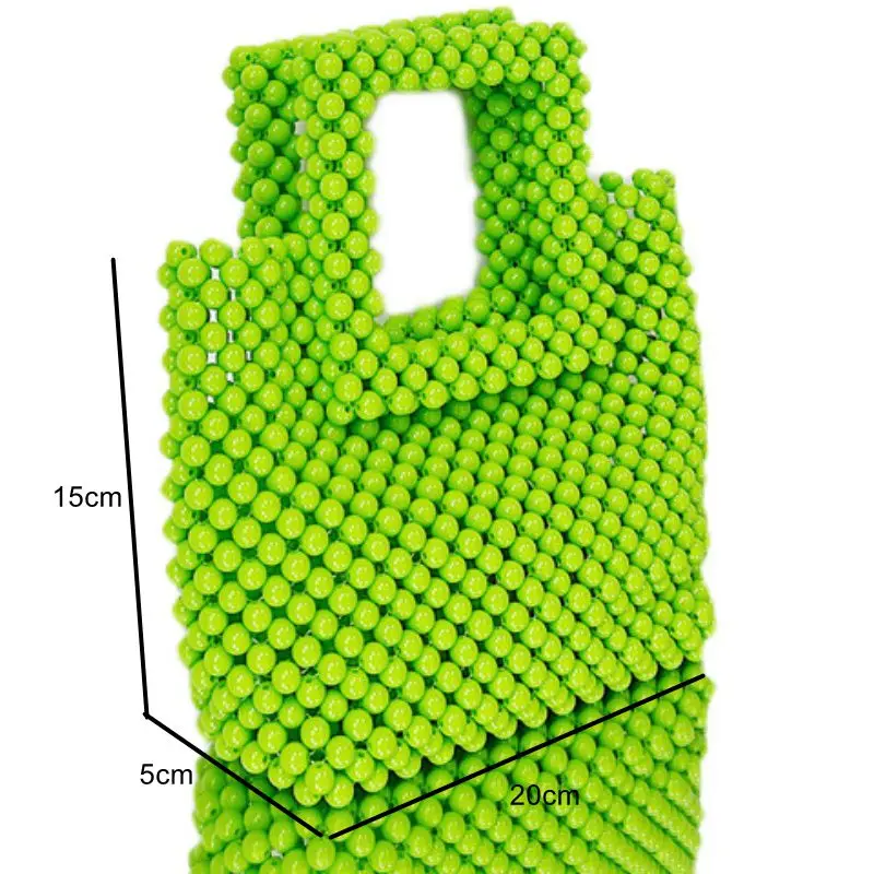 Zielona perła torba z koralikami ręczny kosz na warzywa torebka wiadro torebka damska luksusowe geometryczne kwadratowe tkane Retro torby damskie