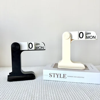 모던 미니멀리스트 스타일 플라스틱 크리에이티브 영구 달력, 책상 달력, 사무실 데스크탑 장식, 새로운 홈 장식, 1 개