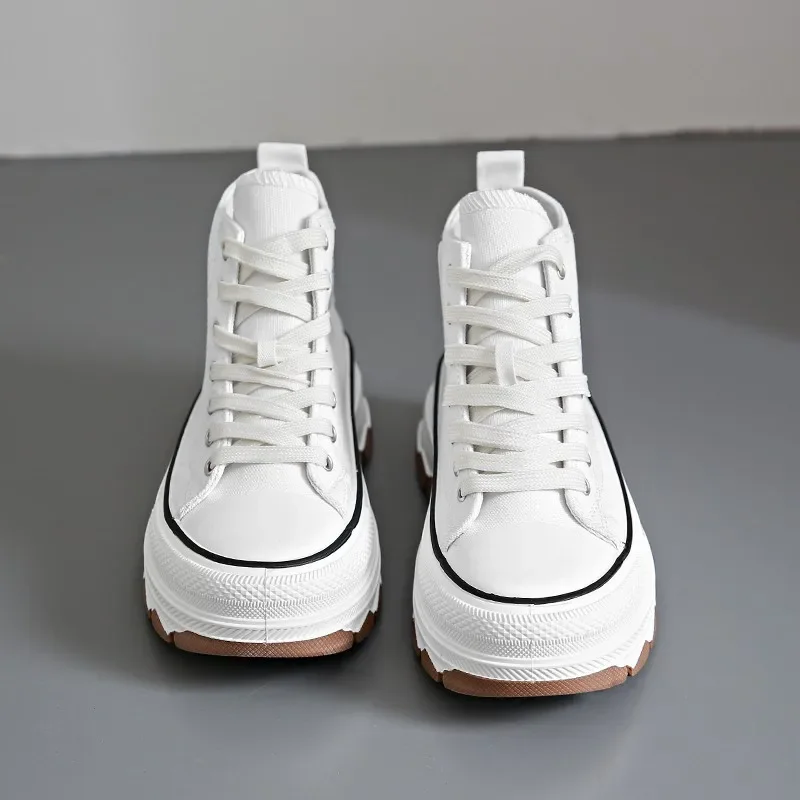 New Autumn Classic Sports Sneakers Comfortable Thick-soled Non-slip Women's Shoes Lace-up High-top Vulcanized Zapatos De Mujer image 2