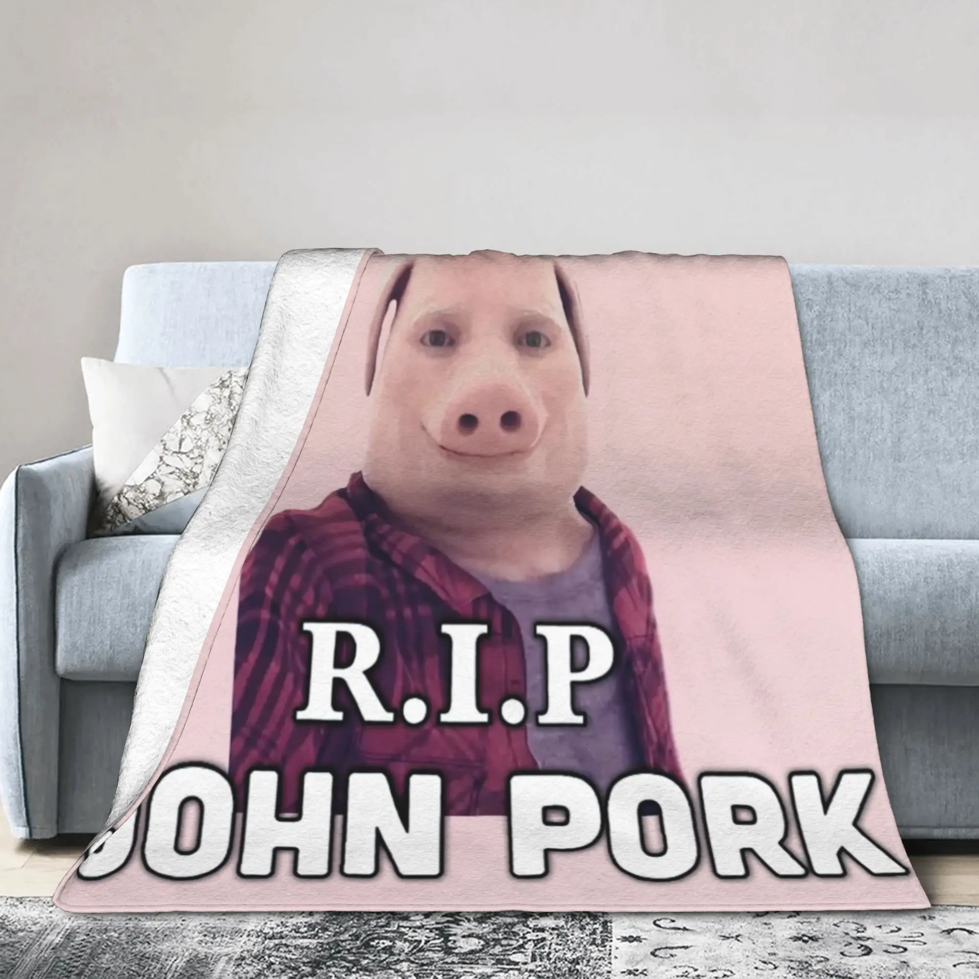 Rest In Peace John Pork Blanket  Travel Flannel Throw Blanket For Bedroom Warm Customized Quality Bedspread Birthday Gift