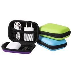 Bolsa de almacenamiento de viaje negra para artículos diversos, estuche de carga para paquete de auriculares, bolsa con cremallera, organizador de cables de viaje, almacenamiento electrónico, 1 PC