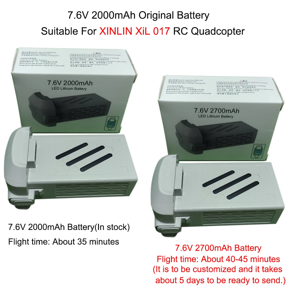 Xinlin Xil 017 Drone Batteria Originale 7.6V 2000Mah 35 Minuti Tempo Di Volo Intelligente Batteria Al Litio Di Ricambio Pezzi Di Ricambio Accessori-image