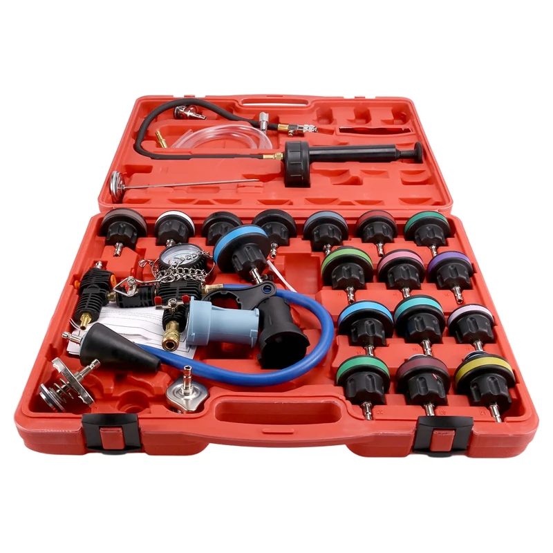 

28Pcs Universal Radiator Pressure Tester Kit Coolant Pressure Tester Kit Coolant Vacuum Refill Kit For Cooling System