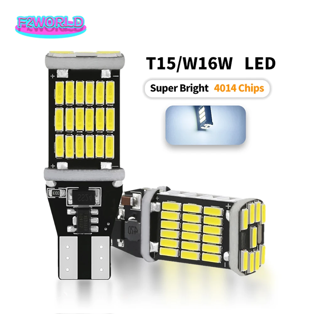 

100PCS T15 921 W16W 4014 45 SMD LED Auto Lamp CANBUS NO ERROR Backup Reverse Light 45SMD LED Car DRL Car Accsesories