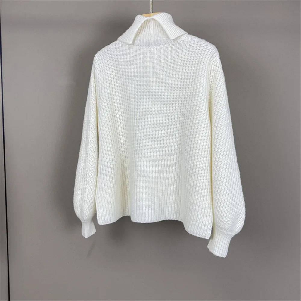 Autumn 2024 Women\'s Heavy-Duty Crochet Hollow Cashmere Turtleneck Pullover Sweater