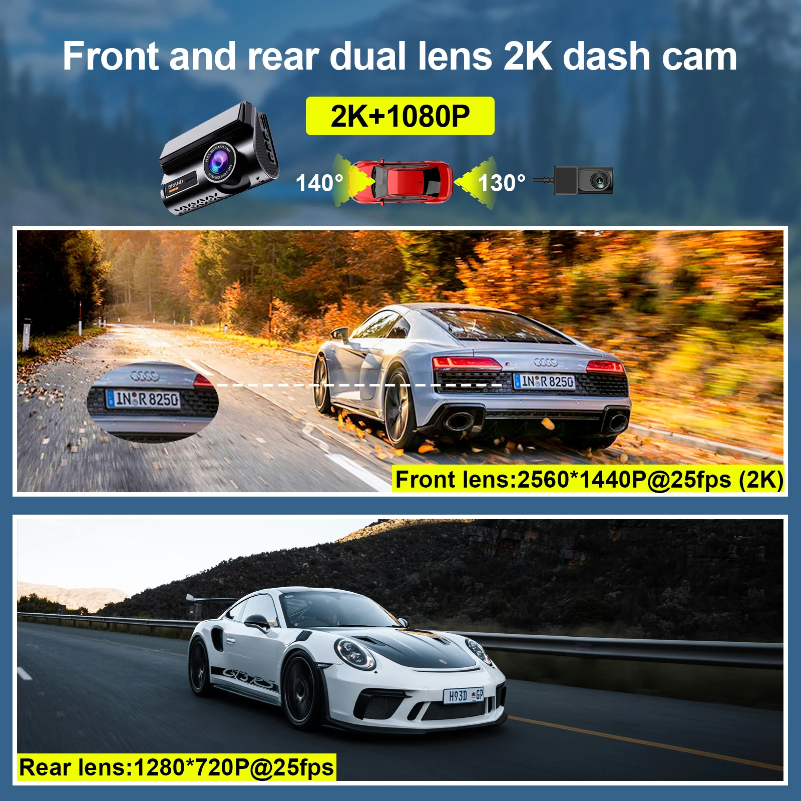 Cámara para Auto en Oferta, Ca - Dash Cam 2K Dual Lens reseña y precio