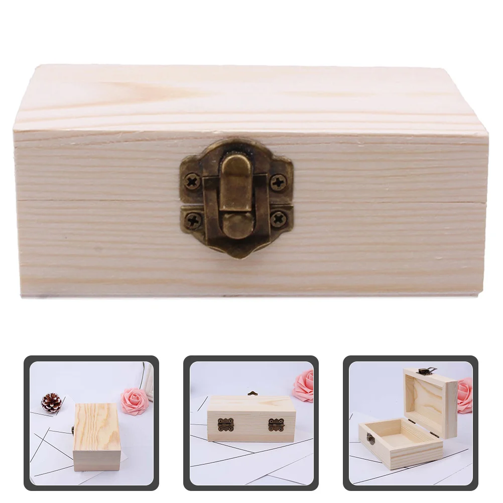 

Wooden Storage Box Small Jewelry Organizer Craft Case For Diy Wedding Favor Gift Packaging Vintage Trinket Box