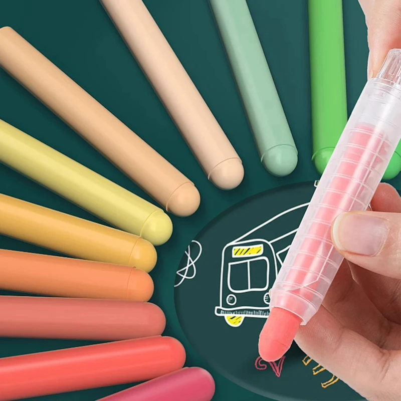 15Pcs Dustless Chalk Set With Chalkboard Eraser, Colored Chalk With Holder,Color Sidewalk Chalk For Kids, Chalk Paint