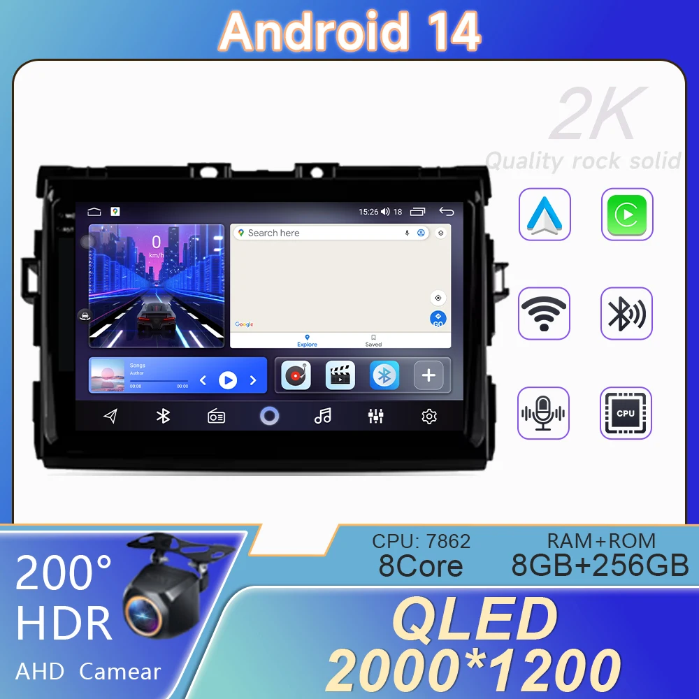 

Автомобильный Android-радио для Toyota Previa XR50 2006-2019 Carplay GPS-навигация Мультимедийный плеер Стерео задняя камера без 2din DVD