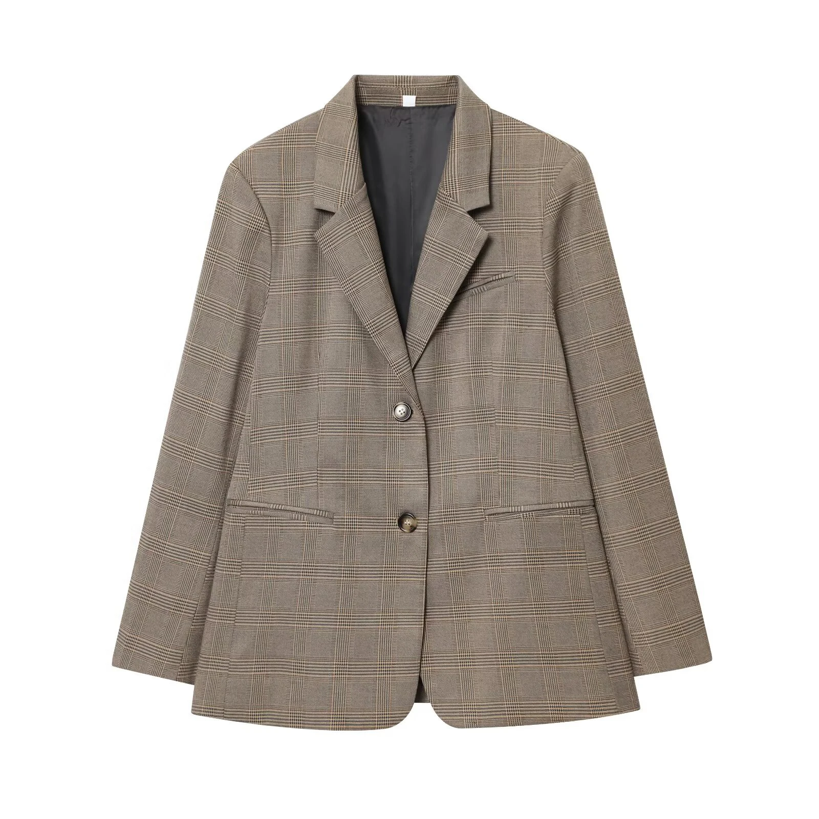 

European and American style 2025 autumn new women's V-neck single breasted versatile linen blend suit jacket