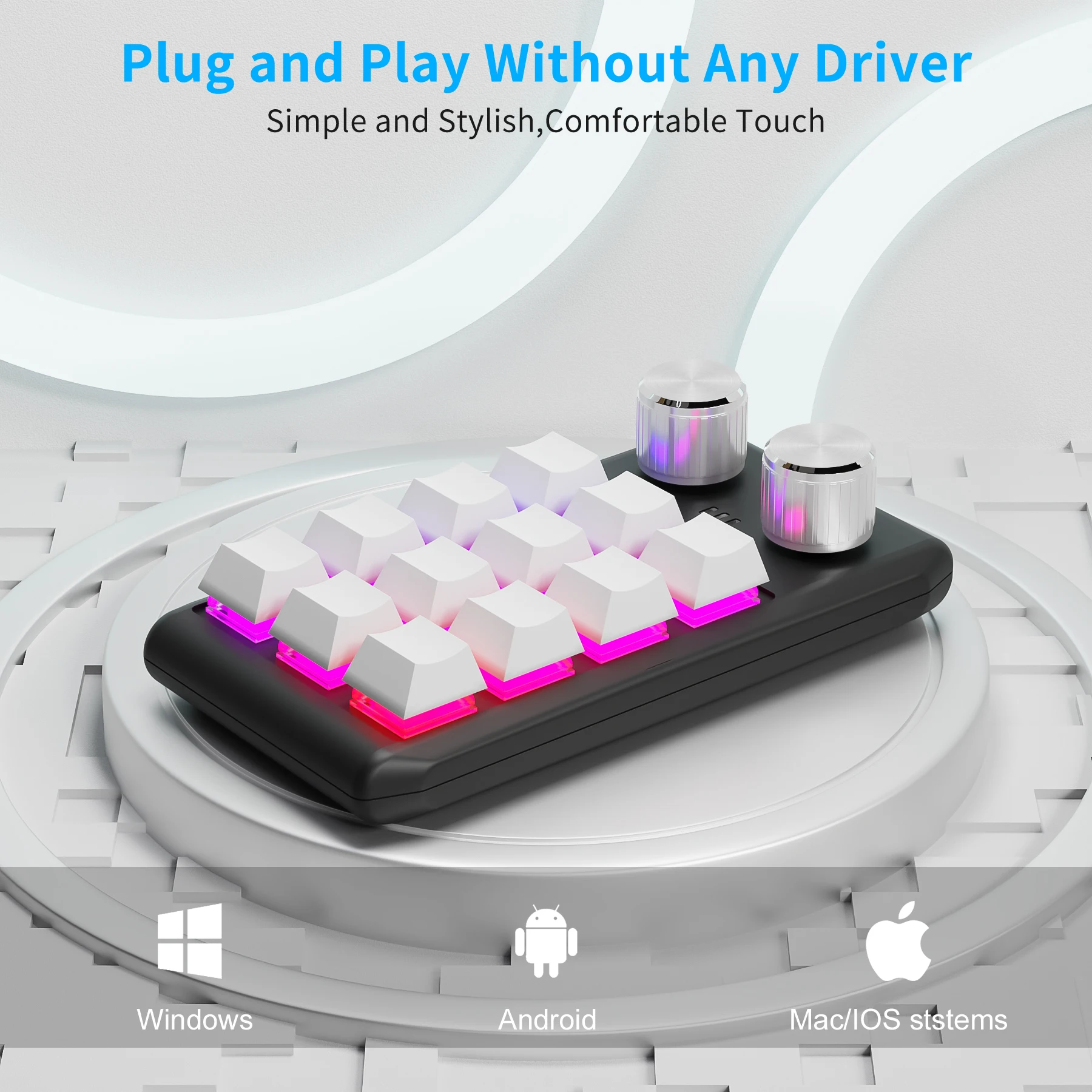 

Bluetooth/3 Mode 12 Key 2-knob USB Programming Macro Custom Keyboard Game Mechanical Keyboard Photoshop Hot Swappable Keyboard