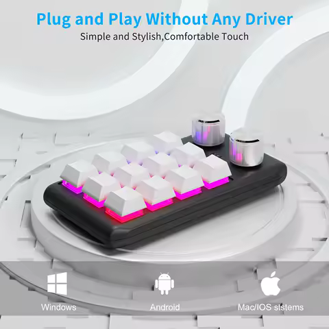 Bluetooth/3 Mode 12 Key 2-knob USB Programming Macro Custom Keyboard Game Mechanical Keyboard Photoshop Hot Swappable Keyboard