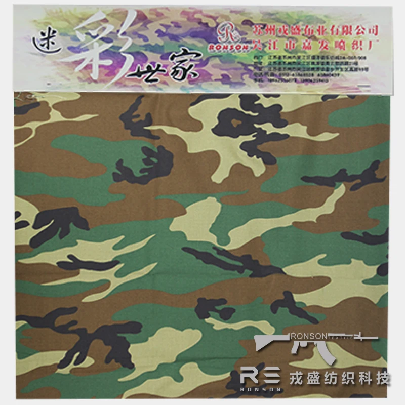 hot sale 50% Nylon 50% Cotton Ripstop fabric WOODLAND Camouflage NYCO5050 tactical fabric use for uniform in stock