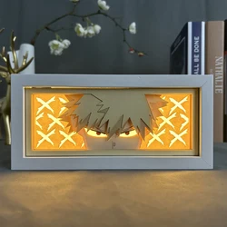 Figurki Anime mój bohater akademicki Bakugo Light Box do dekoracji pokoju Manga rzeźbiona lampa stołowa oświetlenie prezent urodzinowy