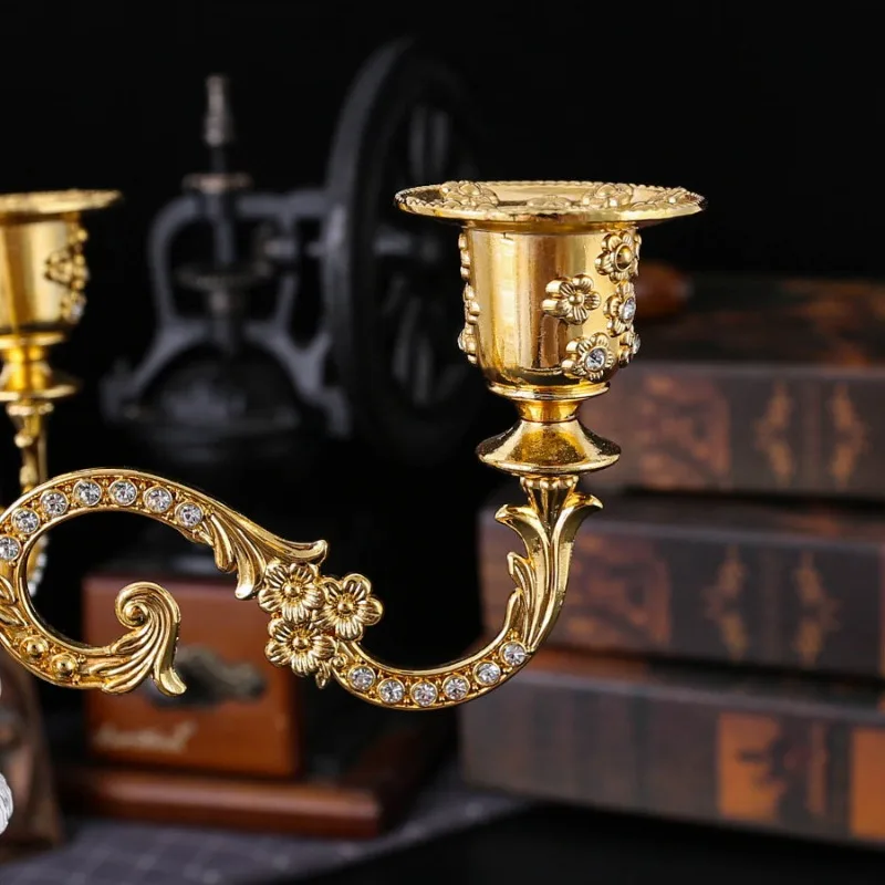 1pcs European Metal Candle Holder Candlelight Dinner Props Romantic Wedding Vintage Table Decoration Ornaments