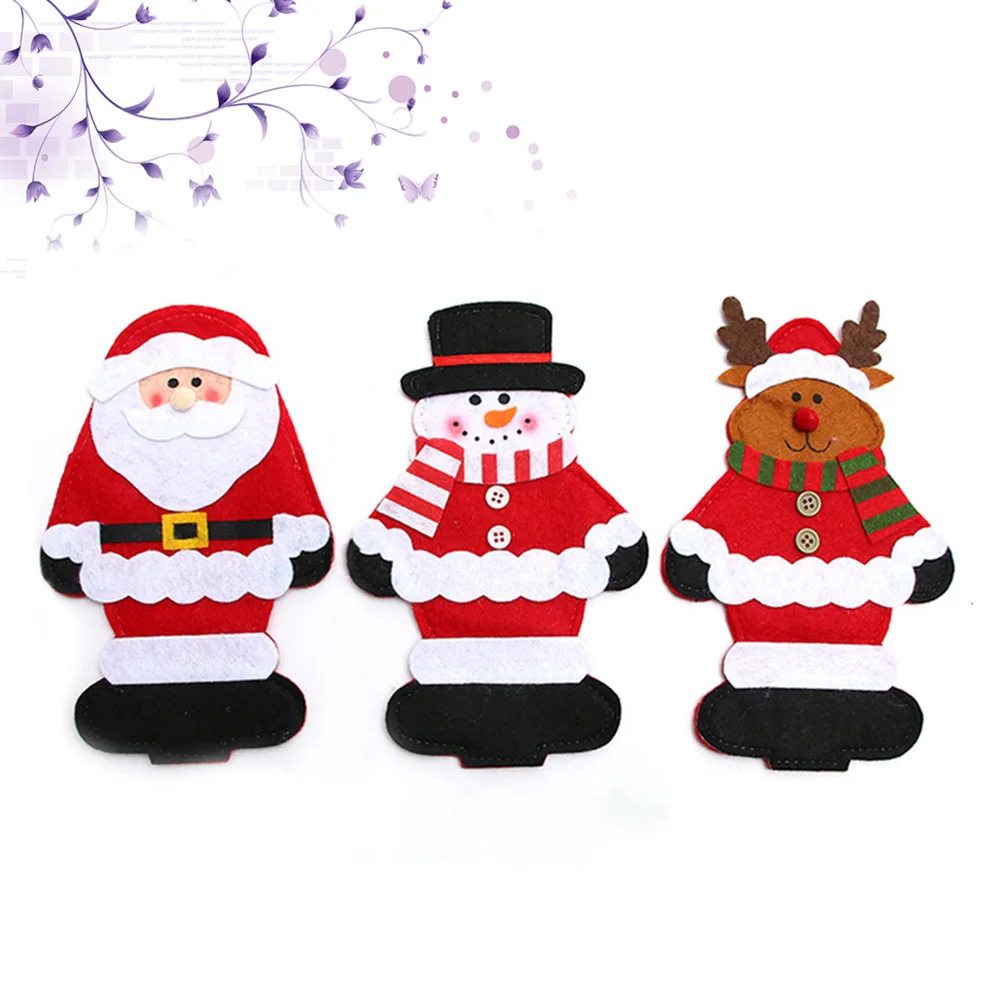 

6 Pcs Christmas Knife and Fork Bag Set Cutter Holder Pocket Tableware Cutlery Bags Gifts
