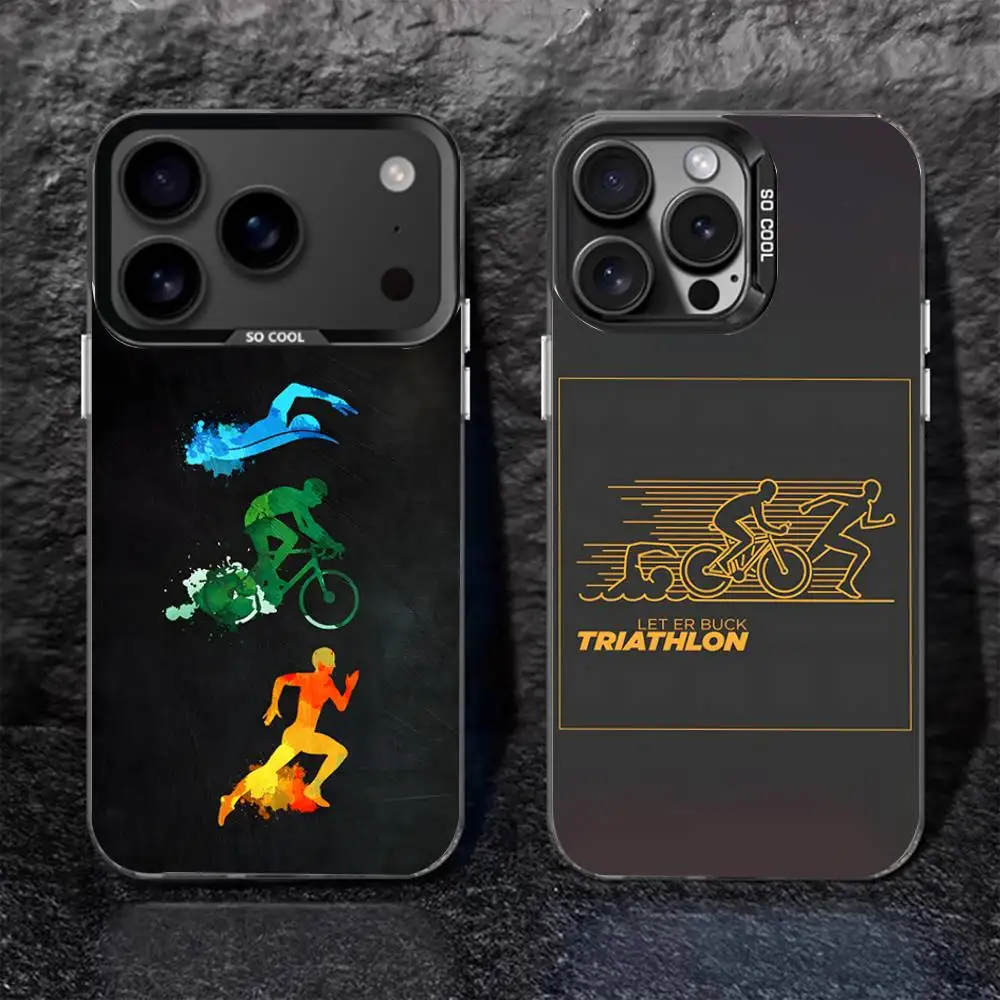 

Triathlon Swim Bike Run Tri Life Black Matte Shockproof CoverPhone Case For iPhone 17,16,15,14,13,12,11,Pro,Max,Plus
