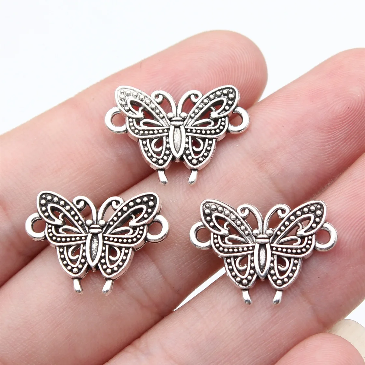 10pcs 20x14mm Antique Silver Color Butterfly Connector Jewelry Making Accessories