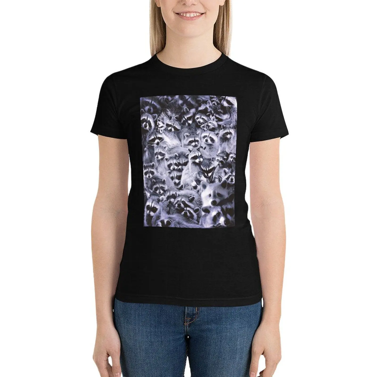 

Raccoons T-Shirt hippie clothes female vintage clothes t shirt dress Women