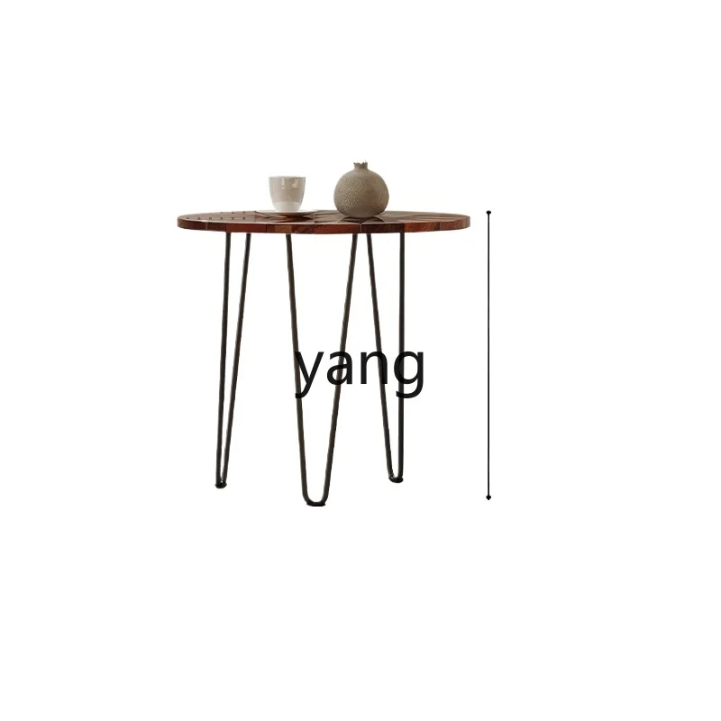 

Yjq Sofa Side Table Design Sense Walnut round Living Room Side Table Minimalist Balcony Creative Negotiation