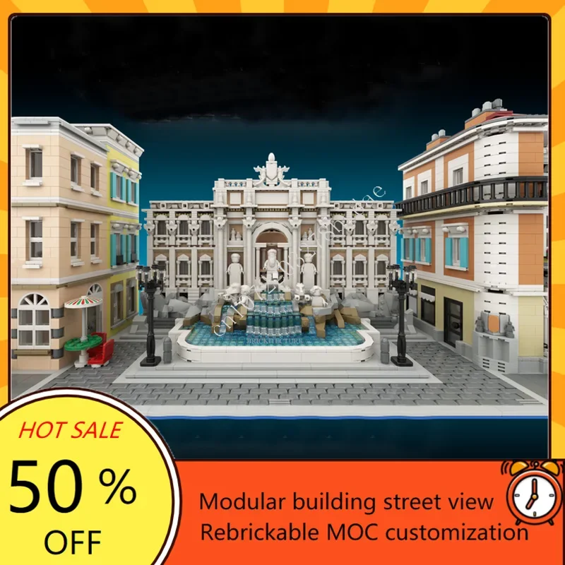 3434PCS Trevi Fontein Uitbreiding Modulaire Modulaire MOC Creatieve street view Model Custom Puzzels DIY Onderwijs Model Speelgoed Geschenken