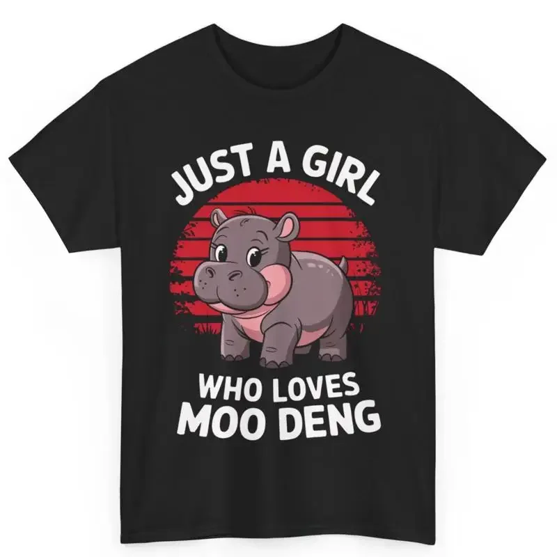 Just A Girl Who Loves Moo Deng Cute Baby Hippo Pygmy Thai Zoo Meme T Shirt
