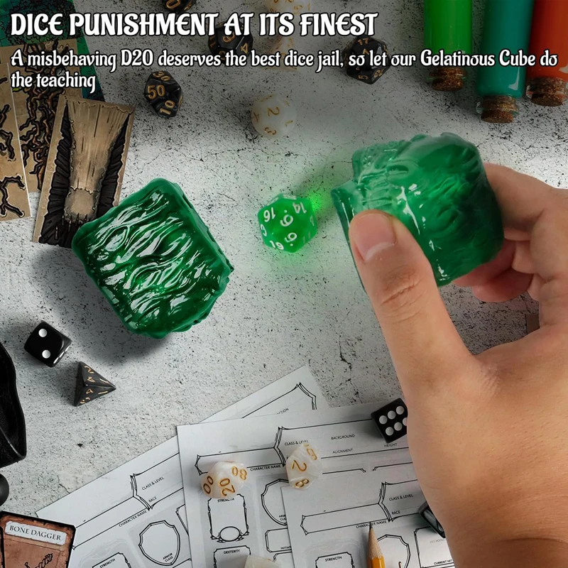 Skull Gelatinous Cube Dice Jail - Translucent Resin Dice Holder and Cage - Perfect DND Accessories and Gifts for Tabletop Game