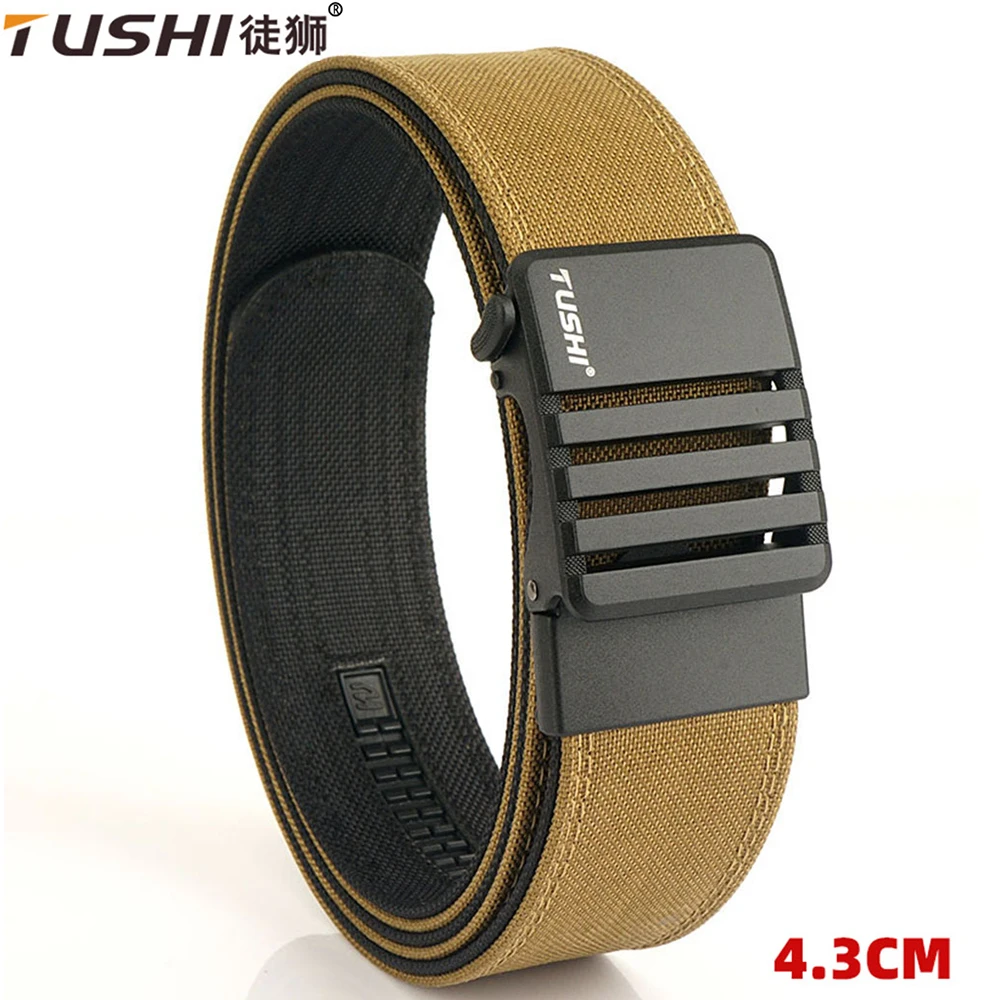 TUSHI New Unisex Gun Belt Hard Metal Buckle Quick Release Tough Stretch Nylon Men\'s Military Tactical Belt Casual Waistband