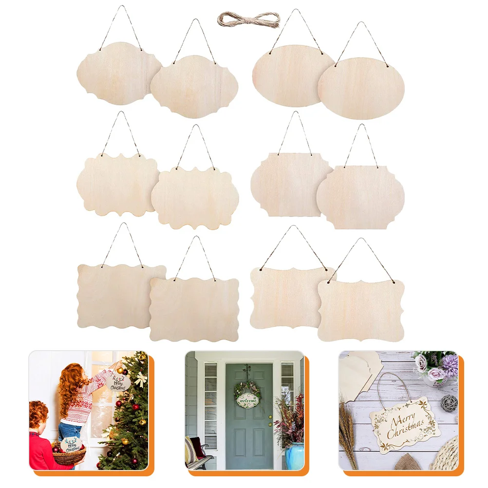 

12Pcs Unfinished Wood Signs Blank Hanging Wooden Boards DIY Custom Plaques for Wedding Cafe Shop Door Wall Decoration