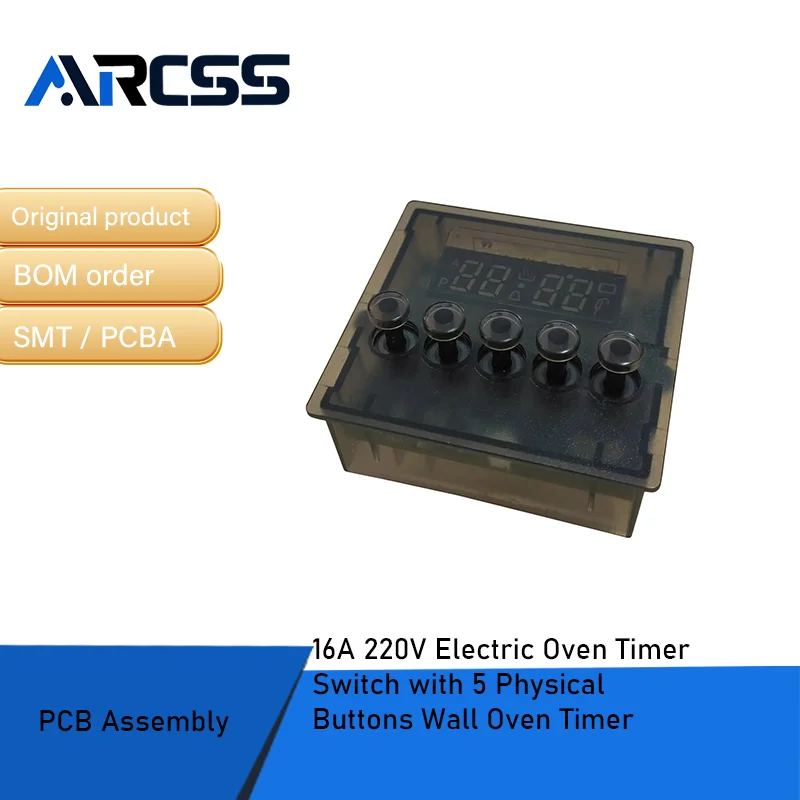 مفتاح مؤقت فرن كهربائي 16 أمبير 220 فولت مع 5 أزرار مادية ومؤقت فرن الحائط