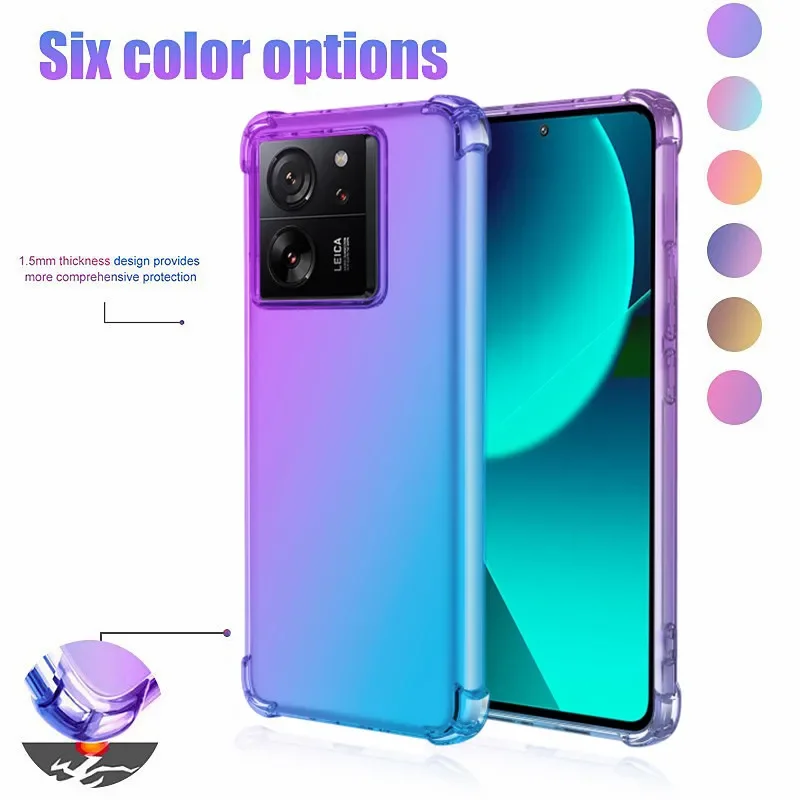 Shockproof Gradient Airbag TPU Case for Xiaomi 14 13T Pro 13 Lite 12T 11T Mi 11 Ultra Protective Cover Fundas Coque Capa Shell